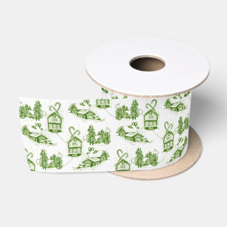 Snowy Christmas Toile | Grün Satinband