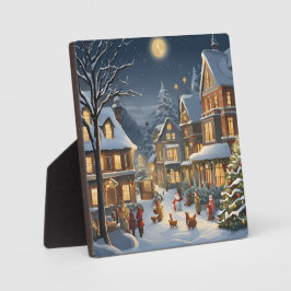 Snowy Christmas Town Fotoplatte