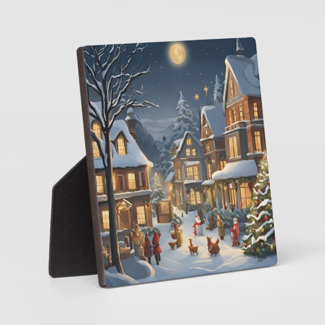 Snowy Christmas Town Fotoplatte (Vorderseite)