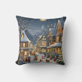 Snowy Christmas Town Kissen