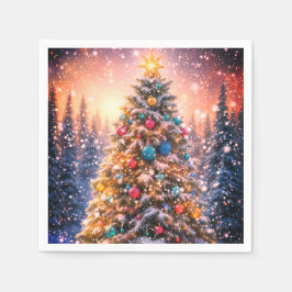 Snowy Christmas Tree Paper Napkins Serviette