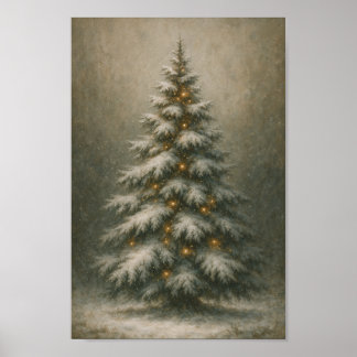 Snowy Christmas Tree  | Winter Home Decor Poster