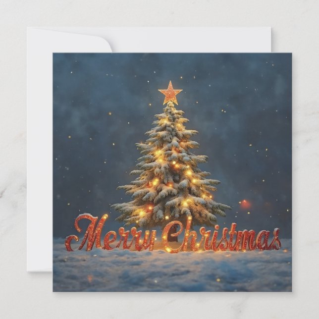 Snowy Christmas Tree with Warm Lights (Vorderseite)