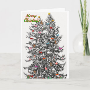 Snowy Christmas Trees Card Feiertagskarte