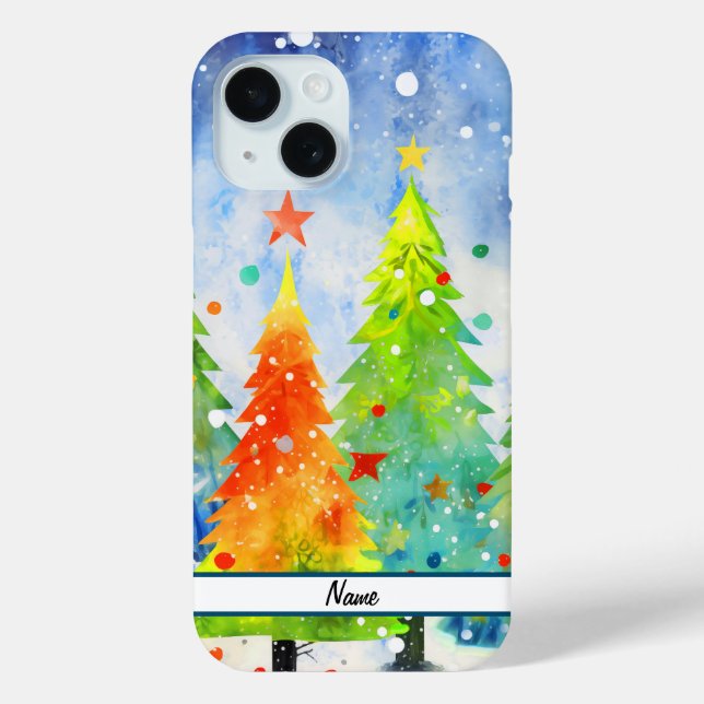 Snowy Christmas Trees Case-Mate iPhone Hülle (Rückseite)