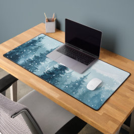 Snowy Christmas Trees Schreibtischunterlage