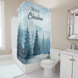 Snowy Christmas Trees Shower Curtain Duschvorhang