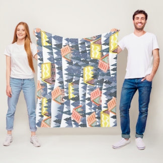 Snowy Christmas Village Pattern Fleecedecke