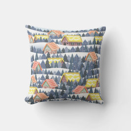 Snowy Christmas Village Pattern Kissen