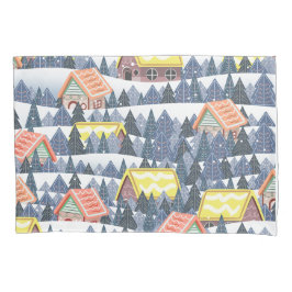 Snowy Christmas Village Pattern Kissenbezug