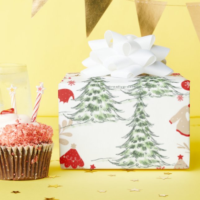 Snowy Christmas Wrap Geschenkpapier (Geburtstagsparty)