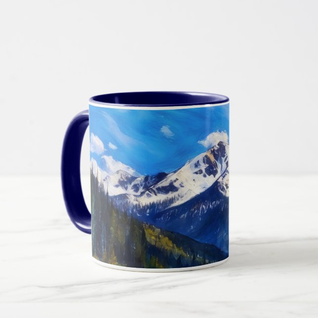 Snowy Colorado Berge und Bäume Tasse (Vorderseite Links)