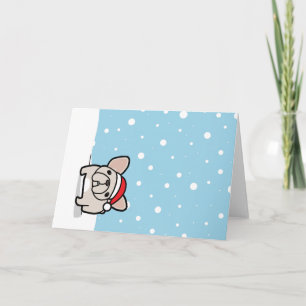 Snowy Cream Frenchie Feiertagskarte