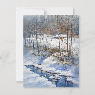 Snowy Creek in Wasserfarben Feiertagskarte