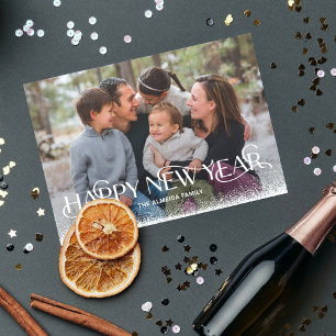 Snowy Day Happy New Year Foto Card Feiertagskarte