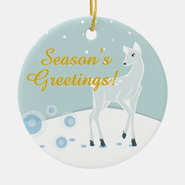 Snowy Deer Keramikornament (Vorne)