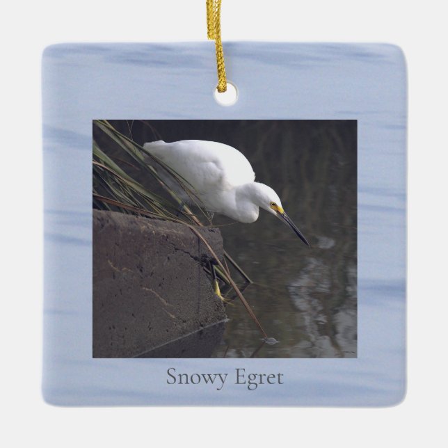 Snowy Egret Bird Photo Ornament  (Vorderseite)