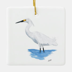 Snowy Egret Keramikornament