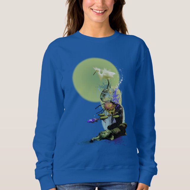 SNOWY EGRET KOI FISH POND SERENITY SWEATSHIRT (Vorderseite)