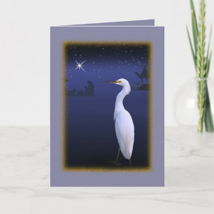 Snowy Egret mit Weihnachtskarte der Krippe Feiertagskarte