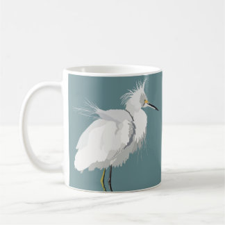 Snowy Egret on Light Aquamarin Kaffeetasse