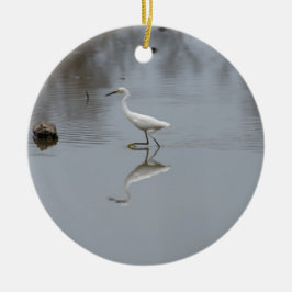 "Snowy Egret on the Hunt" Keramik Ornament