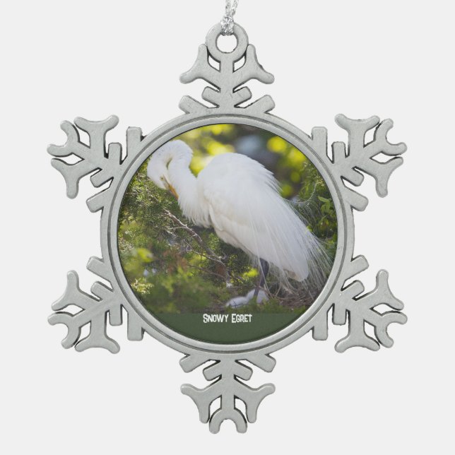 Snowy Egret Ornament (Vorderseite)