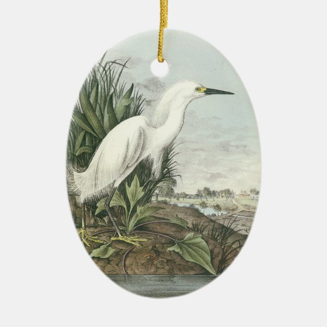 Snowy Egret von Audubon Keramikornament (Vorne)