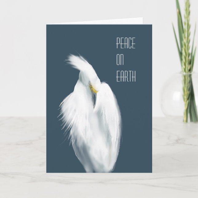 Snowy Egret "Weltfrieden" Dankeskarte (Vorderseite)