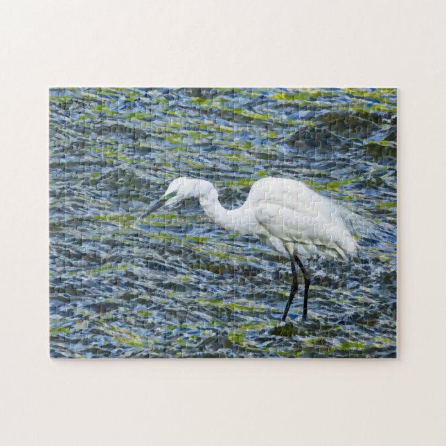 Snowy Egret White Wading Bird Heron Puzzle (Horizontal)