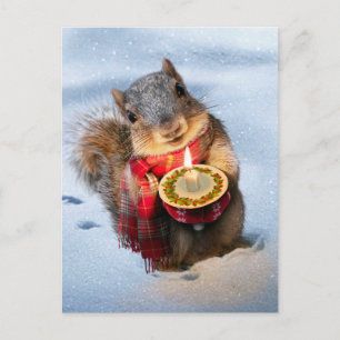 Snowy Eichhörnchen Holocandle Einladungspostkarte