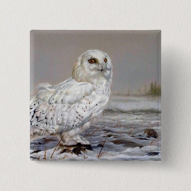Snowy-Eule Button (Vorderseite)