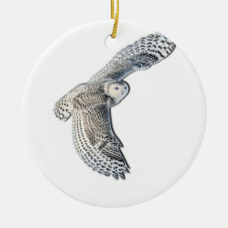 Snowy-Eule im Flug Keramikornament