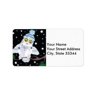 Snowy-Eule mit Hat~address Aufklebern Adressaufkleber