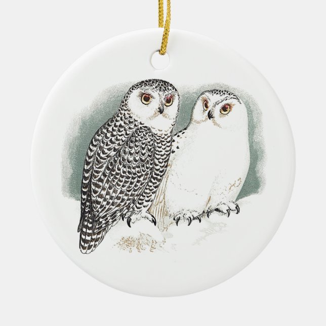 Snowy-Eulen Keramik Ornament (Vorne)