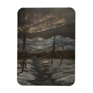 Snowy-Eulen und Nordlichter Magnet