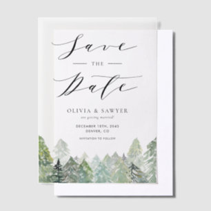 Snowy Evergreen Forest Winter Save the Date