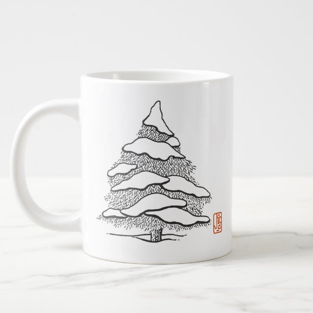 Snowy Evergreen Hot Cocoa Jumbo Tasse (Links)