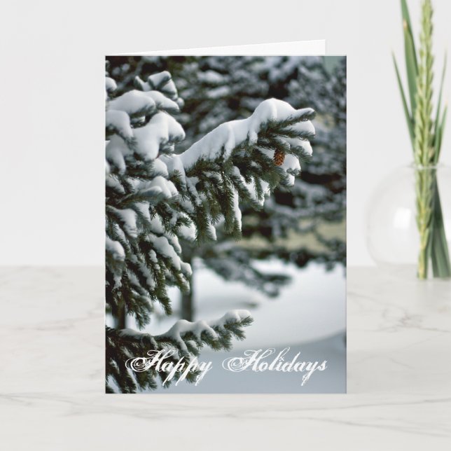 Snowy Evergreen Tree Card Feiertagskarte (Vorderseite)