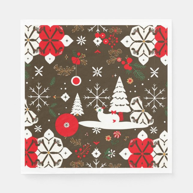 Snowy Festivals Muster Serviette (Vorderseite)