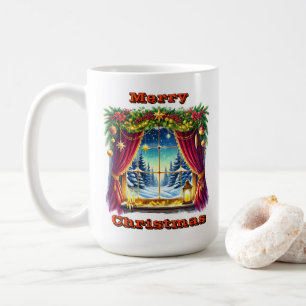 Snowy Festive Window Scene Kaffeetasse