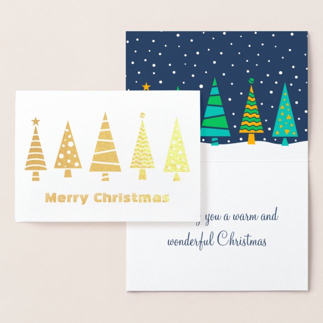 Snowy Fir Trees Foil Christmas Card Folienkarte (Anzeige)