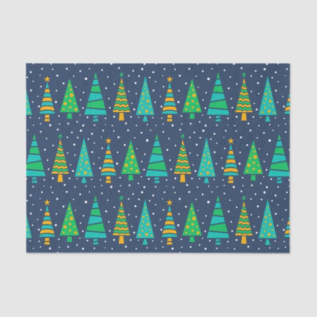 Snowy Fir Trees Tissue Paper Seidenpapier (Vorderseite)