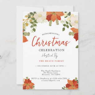 Snowy Floral Christmas Party Einladung