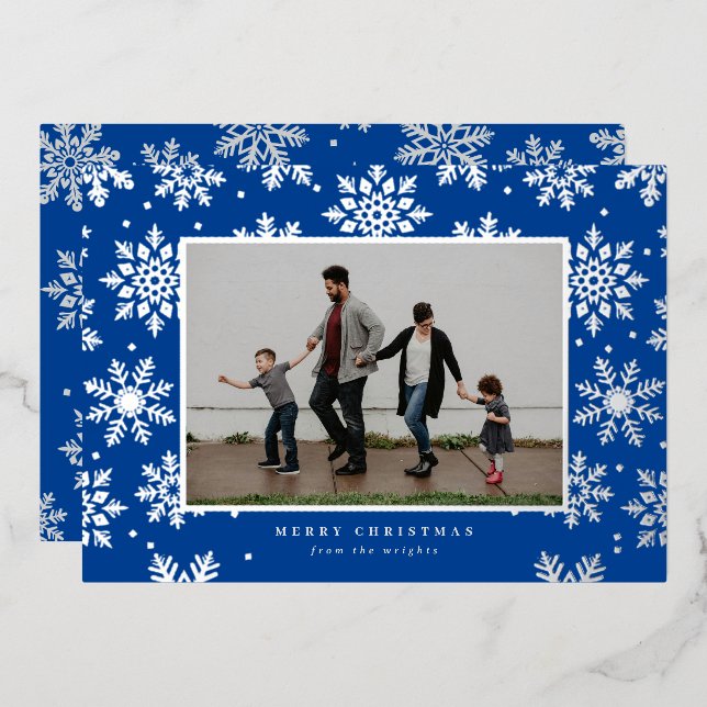 Snowy Foiled Pressed Fotokarte Folien Feiertagskarte (Vorderseite/Rückseite)