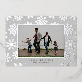 Snowy Foiled Pressed Fotokarte Folien Feiertagskarte