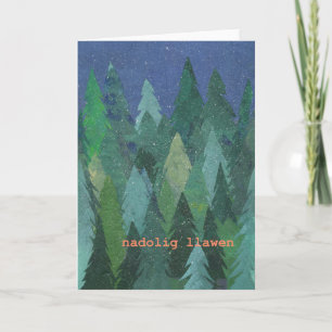Snowy Forest Chic Weihnachtskarte: Walisisches Gru Feiertagskarte