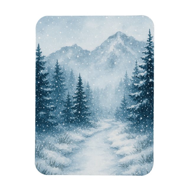 Snowy Forest Christmas Magnetic Magnet (Vertikal)