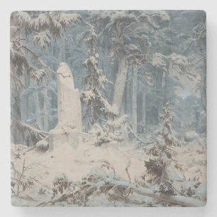 Snowy Forest im Winter (von Andreas Achenbach) Steinuntersetzer