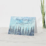 Snowy Forest Niece und Husband Weihnachten Karte<br><div class="desc">Frohe Weihnachten für Nichte und ihren Ehemann-Karte mit einem schneebedeckten Wasserfarbenwald und nachdenklichem Vers.</div>